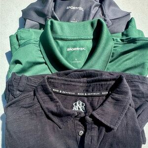 Sport-Tek grey & green and black Rock & Republic Polo Shirts